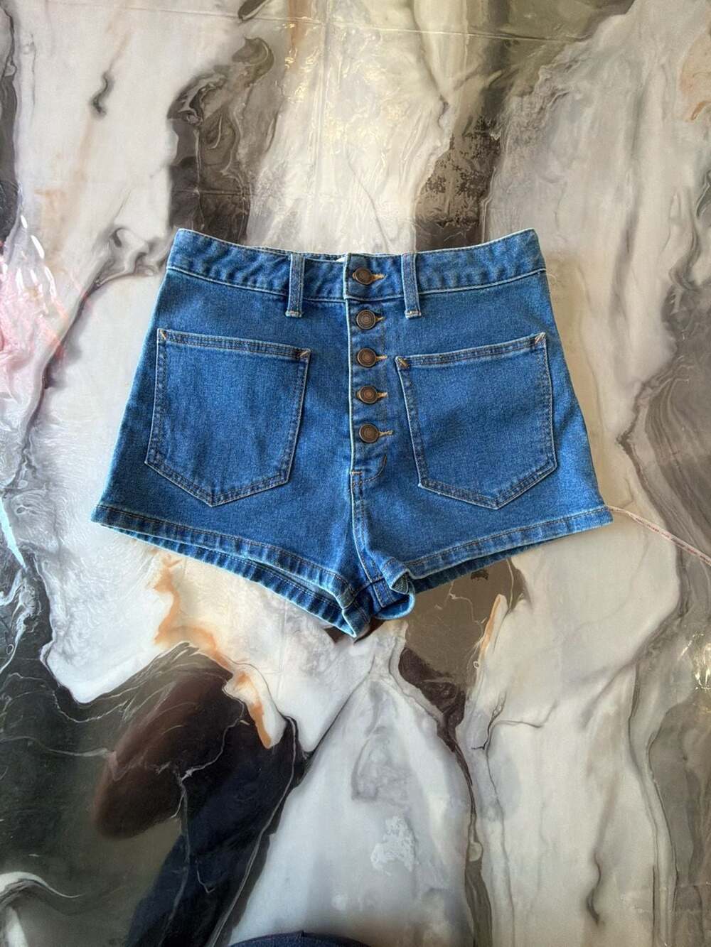Free People We The Free Bridgette Denim Shorts Pacific Indigo Size 25
